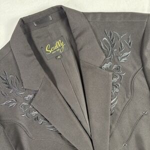 SCULLY‎ Embroidered Western Sport Coat Size 42 Black Lined Jacket Cowboy Country